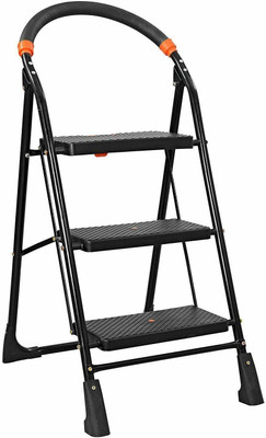 Flipkart SmartBuy Black Heavy Folding Wide Anti-Skid 3 Steps Steel Ladder(With Platform)