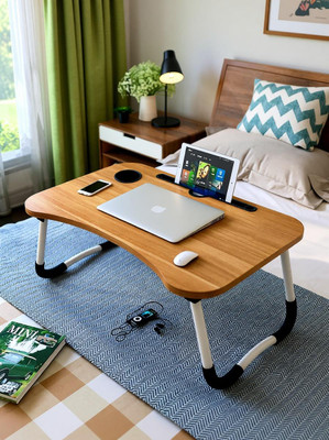 MIWO Wood Portable Laptop Table(Finish Color - Brown)