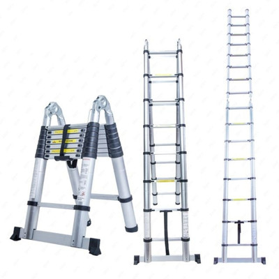 Parvaaz 5 Meter (2.5+2.5) Double Mag Hinge A Shape 16.5 Feet Telescopic Aluminium Ladder Aluminium Ladder