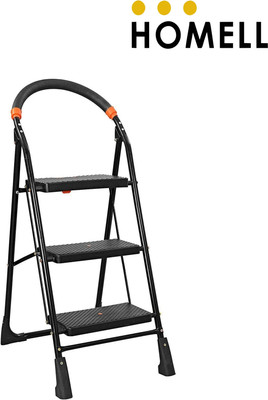 HOMELL Heavy Duty Platform 3 Step -Ce certified - Load Capacity:120 kg Steel Ladder(With Platform)