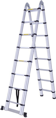 RedBricks 5 Meter(2.5+2.5) Double A Shape Compact Stable Portable 17 Feet Telescopic Aluminium Ladder