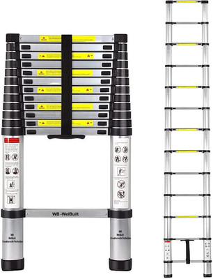 WB WELBUILT 3.8 (12.5 Ft.) Extension Portable With EN-131 Certified Telescopic Aluminium Ladder
