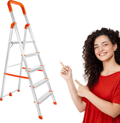 Mizu 5 Steps Ladder For Home With 400 Kgs Load Capacity & Anti-Skid Shoes Aluminium Ladder(With Platform)