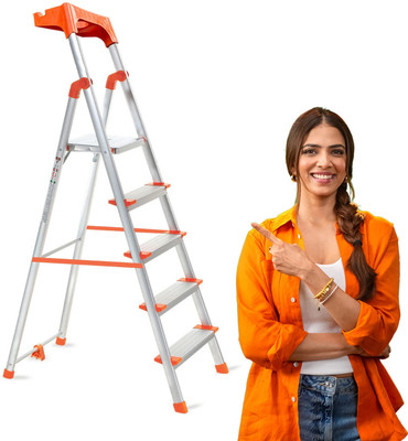ProHome 5 Step 250Kgs Load Bearing Capacity Aluminium Ladder(With Platform, Tool Tray)