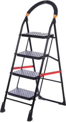 DPH 4 Step, Foldable, Heavy duty, Anti Non Skid Indoor Outdoor Use, Durable, Plastic, Steel Ladder(With Platform, Hand Rail)