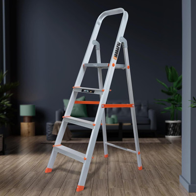 Plantex Premium Legend Aluminium Folding 4 Step Ladder for Home - 4 Wide Step Ladder Aluminium Ladder(With Platform)