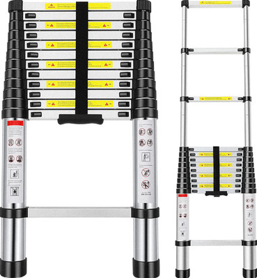 SUPRHOME Telescopic Ladder Portable 12.5ft Ladderfor Home Purpose, Folding Ladders Aluminium Ladder(Hand Rail)