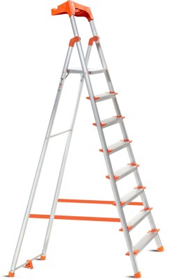 ProHome Apex 8 Steps Anti Slip Shoes Aluminium Ladder(With Platform, Tool Tray)