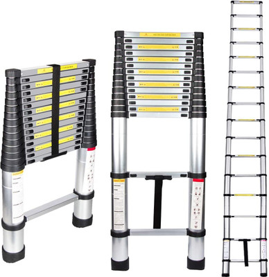 BUCKETLIST ® 14.5FT/4.4m Aluminum Extension Telescopic 15 Step Ladder Max Load 150Kg Aluminium Ladder