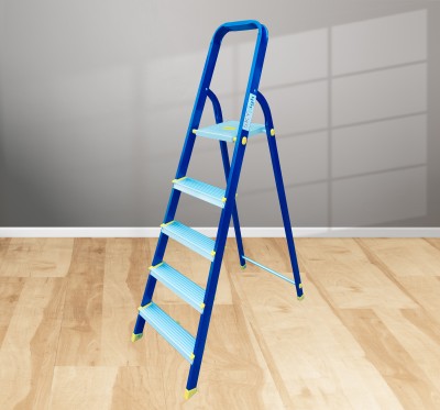 SKY HIGH 5 Step Household Foldable High Grade with Anti-Skid Step For Home Aluminium Ladder(With Platform)