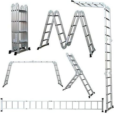 Aardwolf Quickfit Heavy Duty Aluminium Multi Purpose Extension Ladder 16 (Ft)| Stablizer& platform Aluminium Ladder(With Platform)