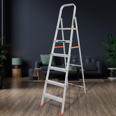 Plantex Premium Legend Aluminium Foldable 6 Step Ladder for Home - 6 Wide Step Ladder Aluminium Ladder(With Platform)