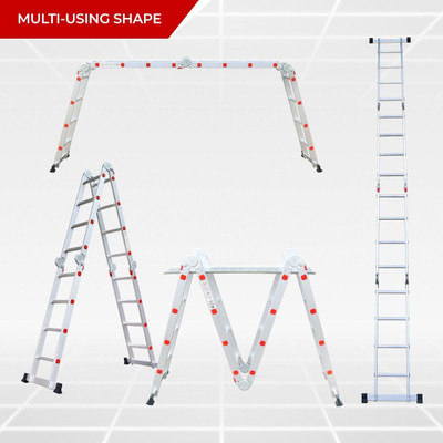 LIBERTI 12 FT Foldable Multipurpose Ladder | Heavy Duty Portable Ladder for Home Aluminium Ladder(With Platform)