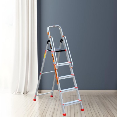 Mivu Elite 5 Steps Foldable Ladder for Home and Office Use | With Aluminium Platform Aluminium Ladder(With Platform)