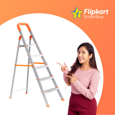 Flipkart SmartBuy 5 Step With Solid Platform Hybrid Aluminum Ladder (Orange) Aluminium Ladder(With Platform)