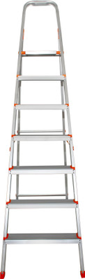 ESKAI INDIA by ESKAI INDIA 7 Step Platform Ladder with Serrated Footstep, Edge guards & Interlocking system Aluminium Ladder(With Platform, Tool Tray)