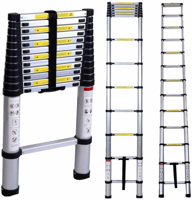 BUCKETLIST ®Aluminium Telescopic Ladder 10.5 FT/3.2m Extendable Lightweight Step Ladder Aluminium Ladder