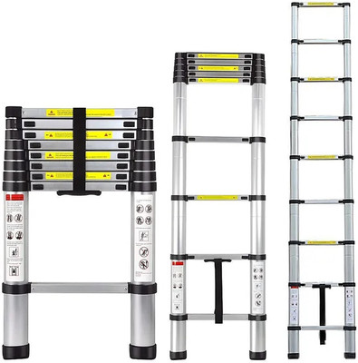 RedBricks 9 Feet Portable Lightweight Adjustable Compact Ultra Stable 2.6 Meter Telescopic Aluminium Ladder