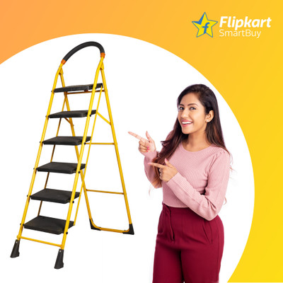 Flipkart SmartBuy Heavy Duty Platform 6 Plastic Step Steel Ladder(With Platform)