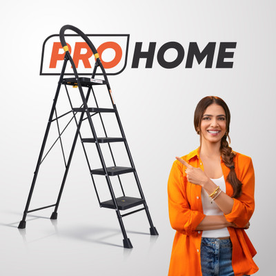 ProHome 5 Step Steel Ladder for Home With Anti Skid shoes Steel Ladder(With Platform)