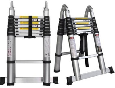 Mustu 5 Meter (2.5+2.5) Double A Shape Portable Lightweight Telescopic Aluminium Ladder