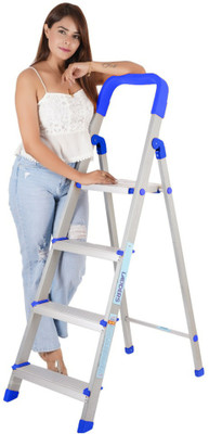 Flipkart SmartBuy 4 Step With Solid Platform Steel Frame Ladder (Blue) Aluminium Ladder(With Platform)