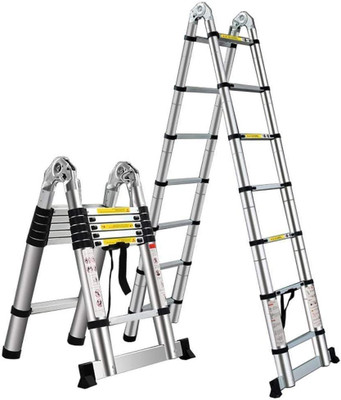 BUCKETLIST ®1.9M+1.9M/3.80M/12.48FT A Shape Telescoping Extension Folding Aluminium Ladder Aluminium Ladder(With Platform, Hand Rail) BUCKETLIST ®1.9M+1.9M/3.80M/12.48FT A Shape Telescoping Extension Folding Aluminium Ladder Aluminium Ladder(With Platform, Hand Rail)