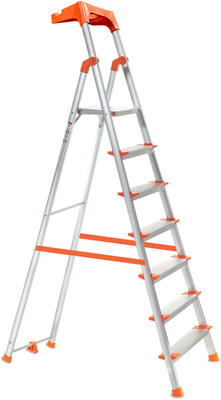 ProHome Apex 7 Steps Anti Slip Shoes Aluminium Ladder(With Platform, Tool Tray)