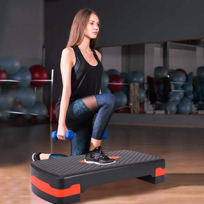 Wearslim 2 Level Adjustable Workout Fitness Stepper Exercise Platform with Risers Stepper Stepper(Orange, Black)