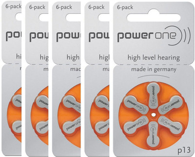 Power one P13 Hearing Aid Batteries 1.45V 5 patta (30 battery) Button Cells Stethoscope Case(Silver)