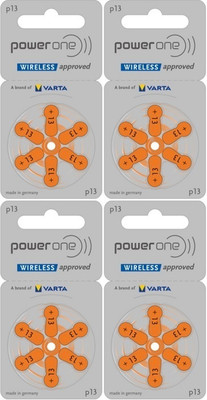 Power one P13 Hearing Aid Batteries 1.45V 4 patta (24 battery) Button Cells Stethoscope Case(Silver)