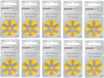 Power one P10 Hearing Aid Batteries 1.45V 10 patta (60 battery) Button Cells Stethoscope Case(Silver)