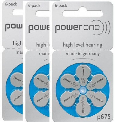 Power one P675 Hearing Aid Batteries 1.45V 3 patta (18 battery) Button Cells Stethoscope Case(Silver)