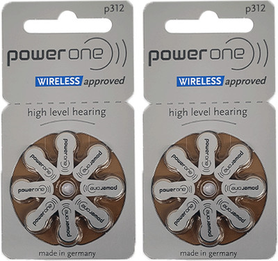 POWERONE Size 312 pack of 16 batteries Hearing Aid batteries 8 pack Stethoscope Case(Brown)