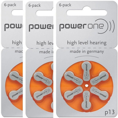 Power one P13 Hearing Aid Batteries 1.45V 3 patta (18 battery) Button Cells Stethoscope Case(Silver)