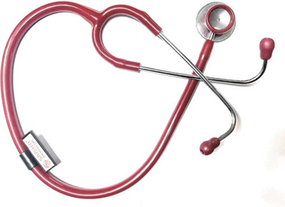 Srishti KONIKA DX | STAINLESS STEEL HEADSET COMFORTABLY ANGLED High Acoustic Sensitivity Stethoscope(Red)