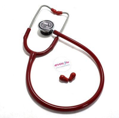 Dishan Stethoscope for Doctors and Medical Students- Red Tube- Evolife Cardiofonic Dual Stethoscope(Red)