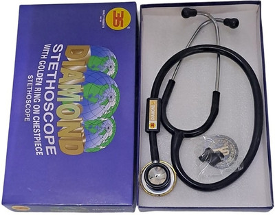 3S Diamond Stethoscope with Golden Ring For Medical Students and Doctors Acoustic Stethoscope(Black)