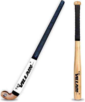 The Villain Solid Wooden Hockey Stick and Base Bat for Men and Women Practice and Beginner Hockey Stick - 91.44 cm(Multicolor)