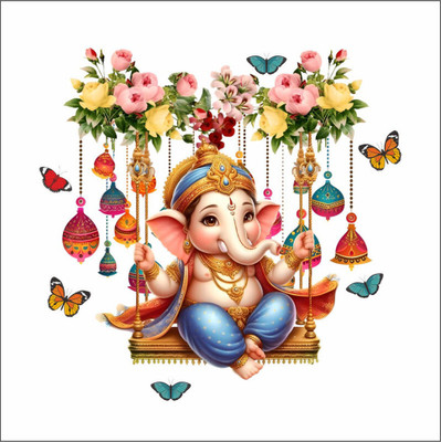 SAWARIYA CRETION 59 cm decorative abstract the god of ganesha wall sticker for home décor Self Adhesive Sticker(Pack of 1)