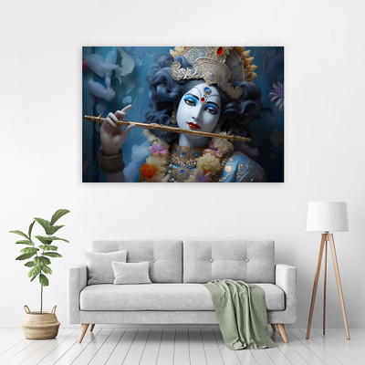Zrintly 91 cm Lord Krishna (Posters-36Inch X 24Inch) Self Adhesive Sticker(Pack of 1)