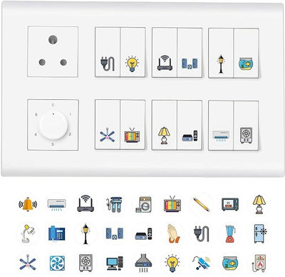 Stikor 1.5 cm Transparent Switch Board Sticker for home and office Fan, Light,TV, Etc Self Adhesive Sticker(Pack of 495)