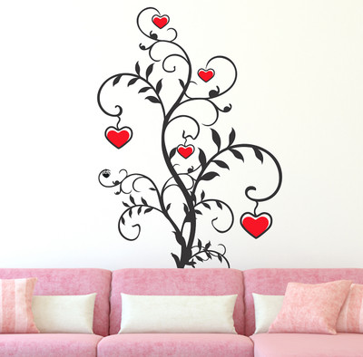 MIIKOR 100 cm Heart Tree | Non-Reusable Stickers Self Adhesive Sticker(Pack of 1)