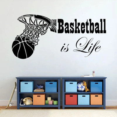 SnappyVinyl 57 cm Basketball Is Life Self Adhesive Sticker(Pack of 1)