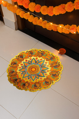 GAURAV ENTERPRISES 30 cm Waterproof Rangoli Sticker for Floor, Festival Decoration (1 Pc) Self-Adhesive Self Adhesive Sticker(Pack of 1)