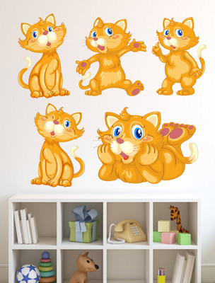 Wallzone 55 cm PUZZY CAT Removable Sticker(Pack of 1)