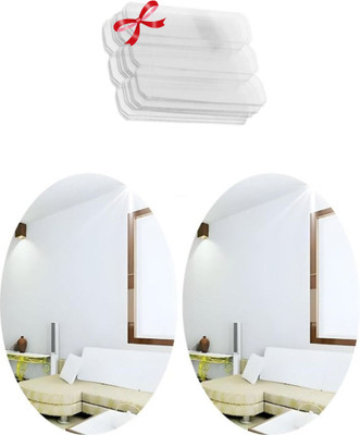KASHTABHAN 30 cm Oval Shape Magic Mirror Sticker – for Home & Bathroom Décor Double-sided Sticker(Pack of 2)