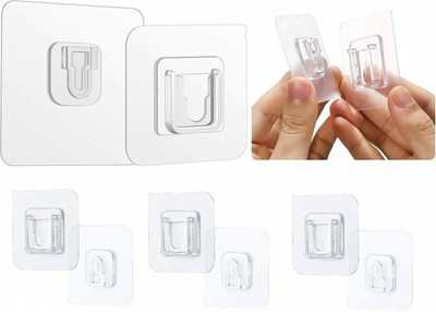 Shreejee Pack of 20 Self Adhesive (Male/Female) Wall Hooks Magic Transparent Sticker Hook 20(Pack of 20)