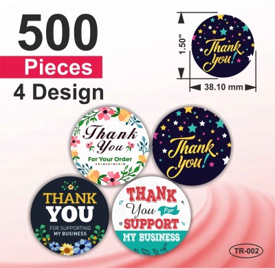 TILKOR 3.81 cm 1.5 Inch 500PCS Thank You Stickers Self Adhesive Sticker(Pack of 500)