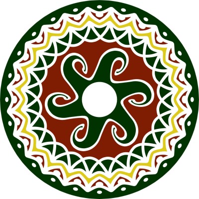 infinity interiors 61 inch Rangoli PVC Self adhesive Green Rangoli sticker size 24x24 Inch Self Adhesive Sticker(Pack of 1)